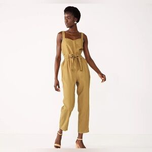 Nine West Sweetheart Tapered Jumpsuit Sergio Olive Size Medium